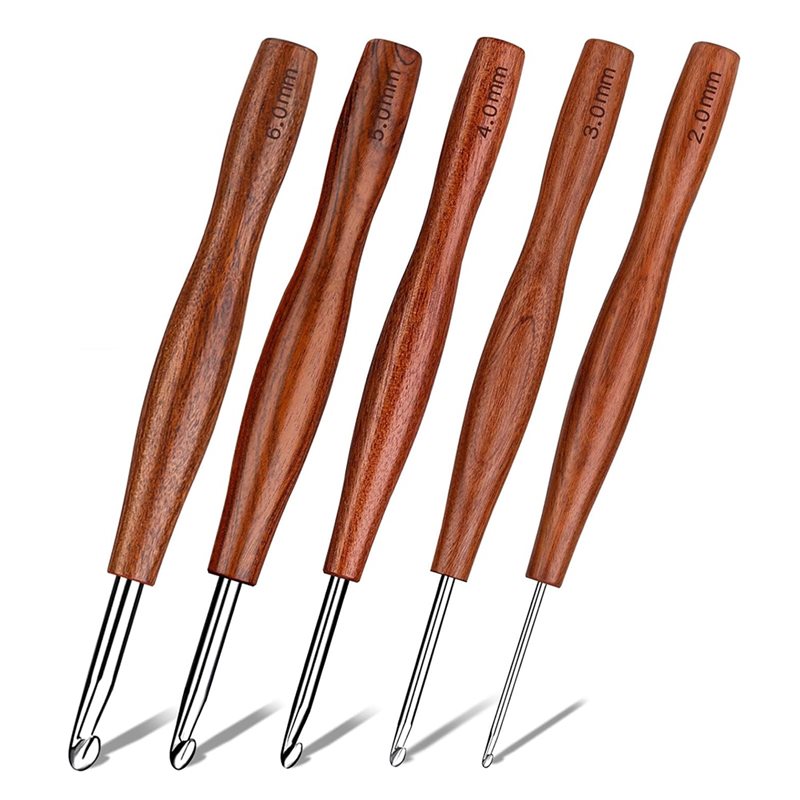 AS94-5, set da 5 uncinetti, un - Wooden Crochet Hooks Ergonomic Handle recensione e prezzo