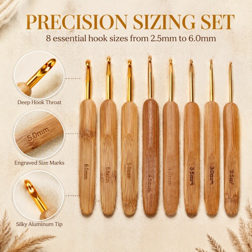 Set di 8 uncinetti ergonomici  - Wooden Crochet Hooks Ergonomic Handle recensione e prezzo